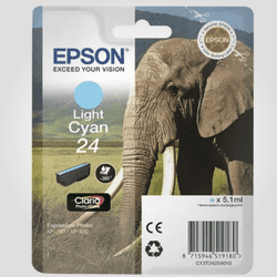 Epson Light Cyan blækpatron T2425 - Elefantserien
