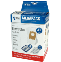 Electrolux S-Bag Megapack. Uoriginalt. 12 støvsugerposer + 1 motorfilter + HEPA filter. MFB602