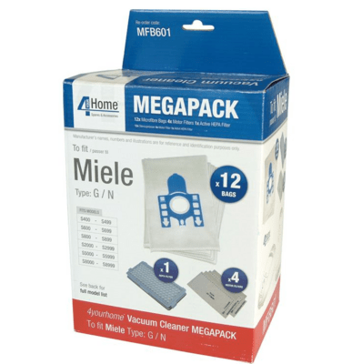 Miele GN HA50 Megapack. Uoriginalt. 12 støvsugerposer + 4 motorfiltre + HEPA filter. MFB601