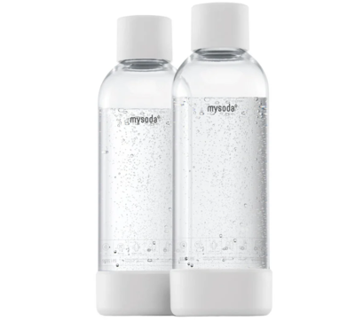 AGA PET vandflaske 1 liter. HVID. AQVIA PET flaske. MySoda PET. 2 stk.