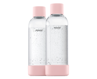 AGA PET vandflaske 1 liter. PINK. AQVIA PET flaske. MySoda PET. 2 stk.