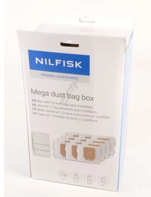 Megapack. Nilfisk Støvsugerposer. Nilfisk Brilliant, Perform, Bright. Originale. 12 stk. + 3 filtre. 128389652. NYHED