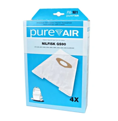Nilfisk støvsugerposer GS90. Mikrofiber. Type: 82095000, 81620000. Pureair Uoriginale. 4 stk. NI1
