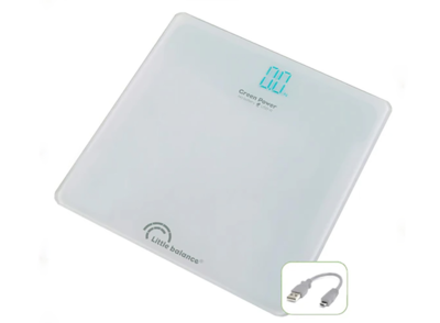 Badevægt hvid. Opladbar. Little Balance 8656. XXL 200 kg.