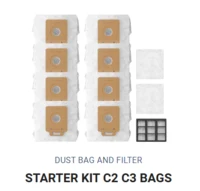 Starter KIt. Nilfisk Brilliant, Perform, Bright, C2, C3. 8 stk. støvsugerposer, 1 stk. HEPA 14 filter +  2 stk. motorfiltre. 128389644. NYHED