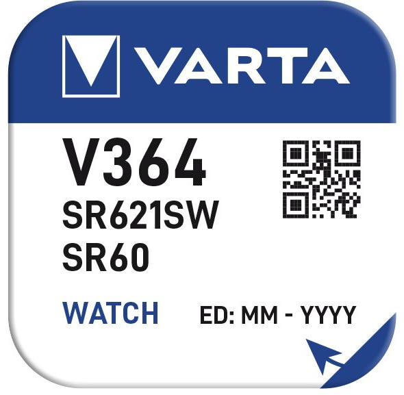 Knapcelle Batteri 1,55V-20 mAh. SR60, V364, SR621W. Varta | Støvsugerposen