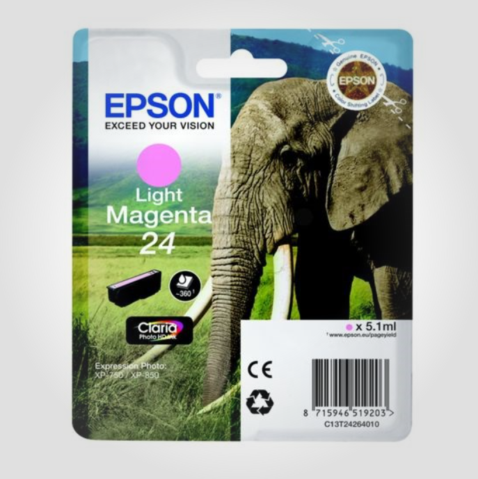Epson Light Magenta blækpatron T2426 - Elefantserien | Støvsugerposen