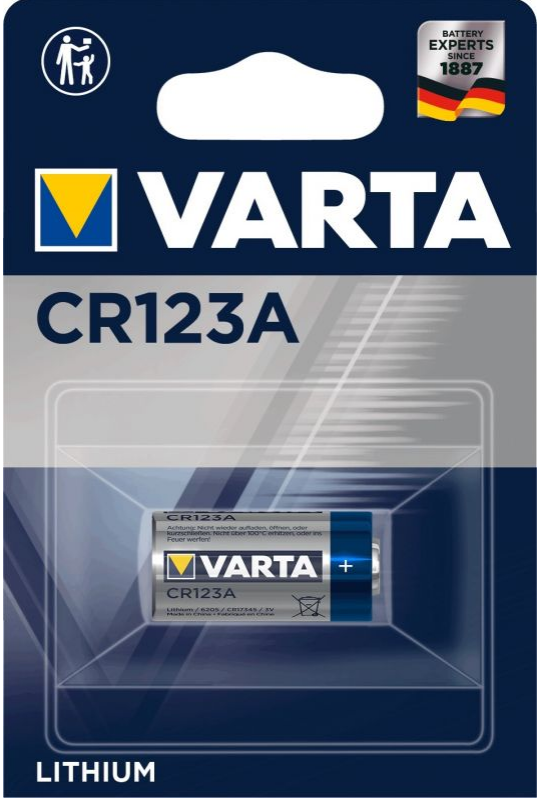 CR123A 3,0V-1600MAH LITHIUM BATTERI. 1 stk. Varta | Støvsugerposen