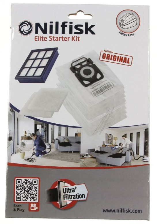 Nilfisk Elite Starter Kit. 8 poser, HEPA Filter, 2 pre filtre. 107407952. | Støvsugerposen