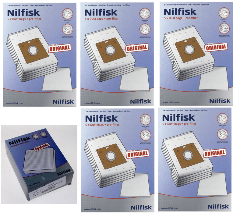 Starterkit Nilfisk Action & Bravo. 30050002. 5pakker + HEPA filter | Støvsugerposen
