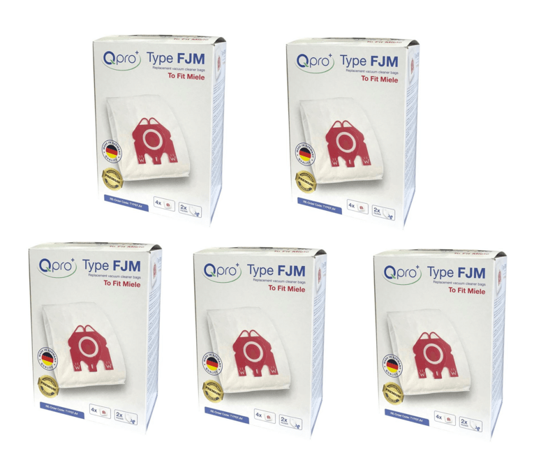 5 pakker Miele støvsugerposer Type FJM. QPRO 3D Uoriginale. 20 stk. + 10 filtre. QPRO5 | Støvsugerposen