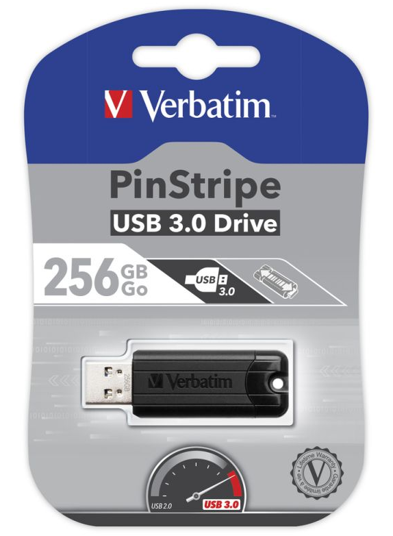 USB Memory Sticks. 3.0 256GB. High-Speed. Store'n Go Drive. Sort. Verbatim | Støvsugerposen