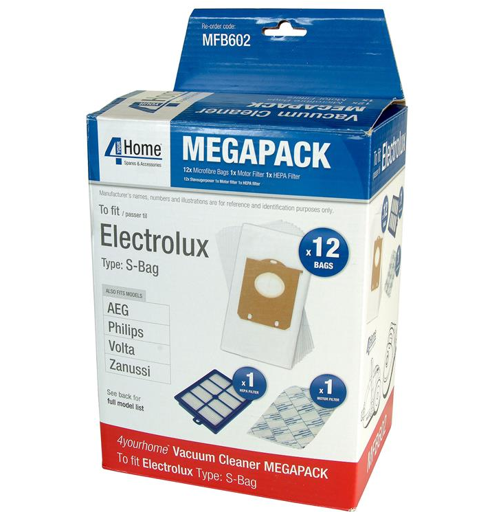 AEG S-Bag Megapack. Uoriginalt. 12 støvsugerposer + 1 motorfilter + HEPA filter. MFB602 | Støvsugerposen