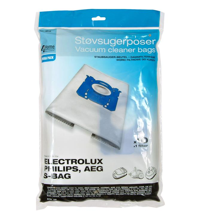 Philips støvsugerposer S-Bag. Mikrofiber. 10 stk. BV002, MP02. | Støvsugerposen