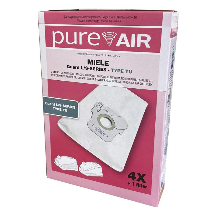 Miele støvsugerposer Type L/S-Series. Guard L1 & LS Series. Pureair. Uoriginale. 4 stk. filter. MI10 | Støvsugerposen