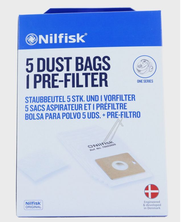 Nilfisk Støvsugerposer. Compact C . Original. 5 stk. + filter. 78600900, 22422400 | Støvsugerposen