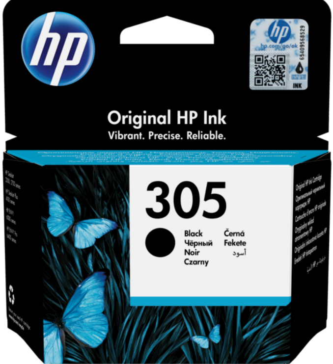 No305 black blækpatron. HP305 sort blækpatron | Støvsugerposen