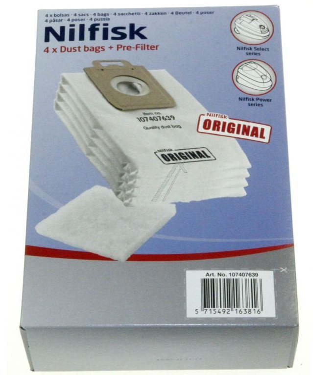 Nilfisk Select Støvsugerposer. 4 stk. Originale. 128389187 | Støvsugerposen