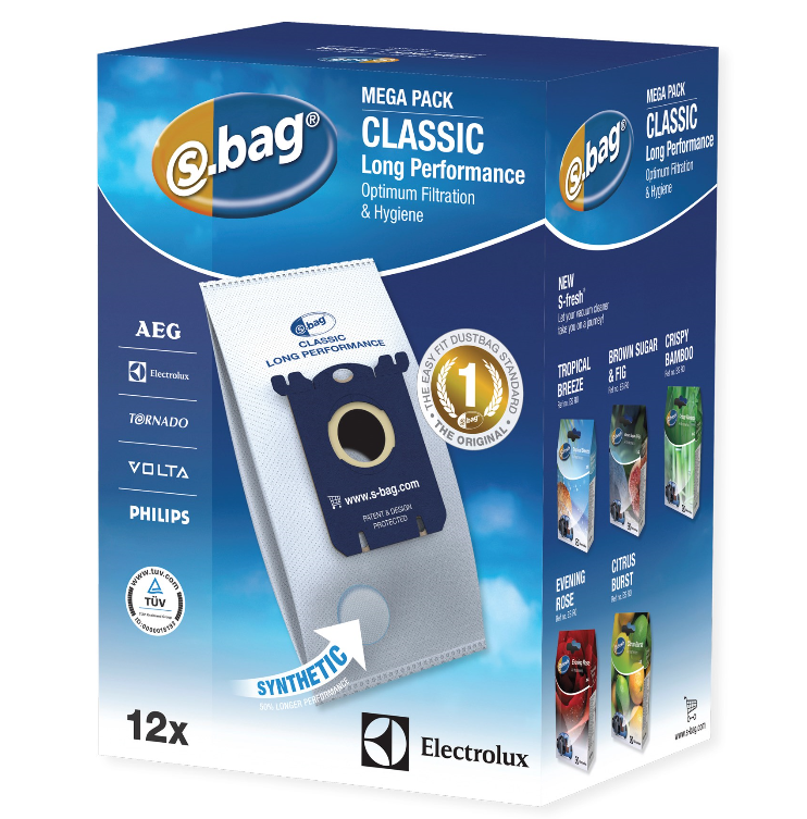 Electrolux Classic S-Bag Long Performance E201. E201M. E201SM. 12 stk | Støvsugerposen